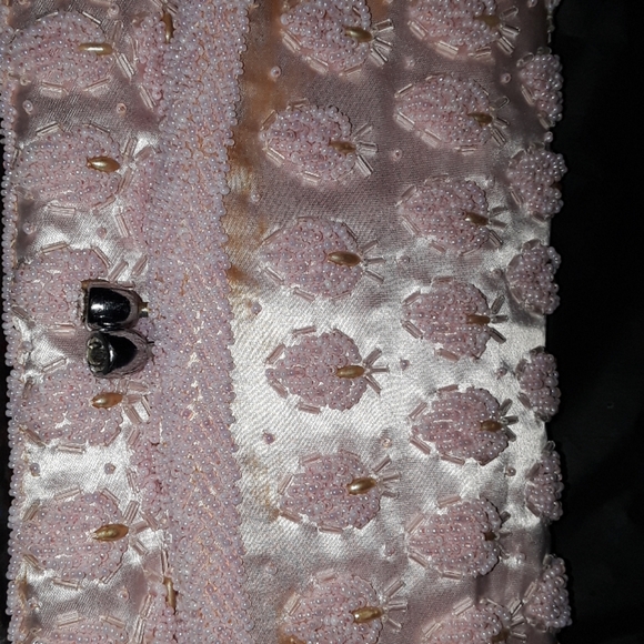 Pink Beaded Foldover Snap Clutch - Picture 6 of 6